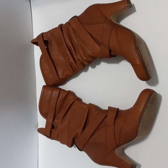 Steve Madden leather mid calf boots women 8M chunky heels brown festival rodeo - Picture 5 of 11